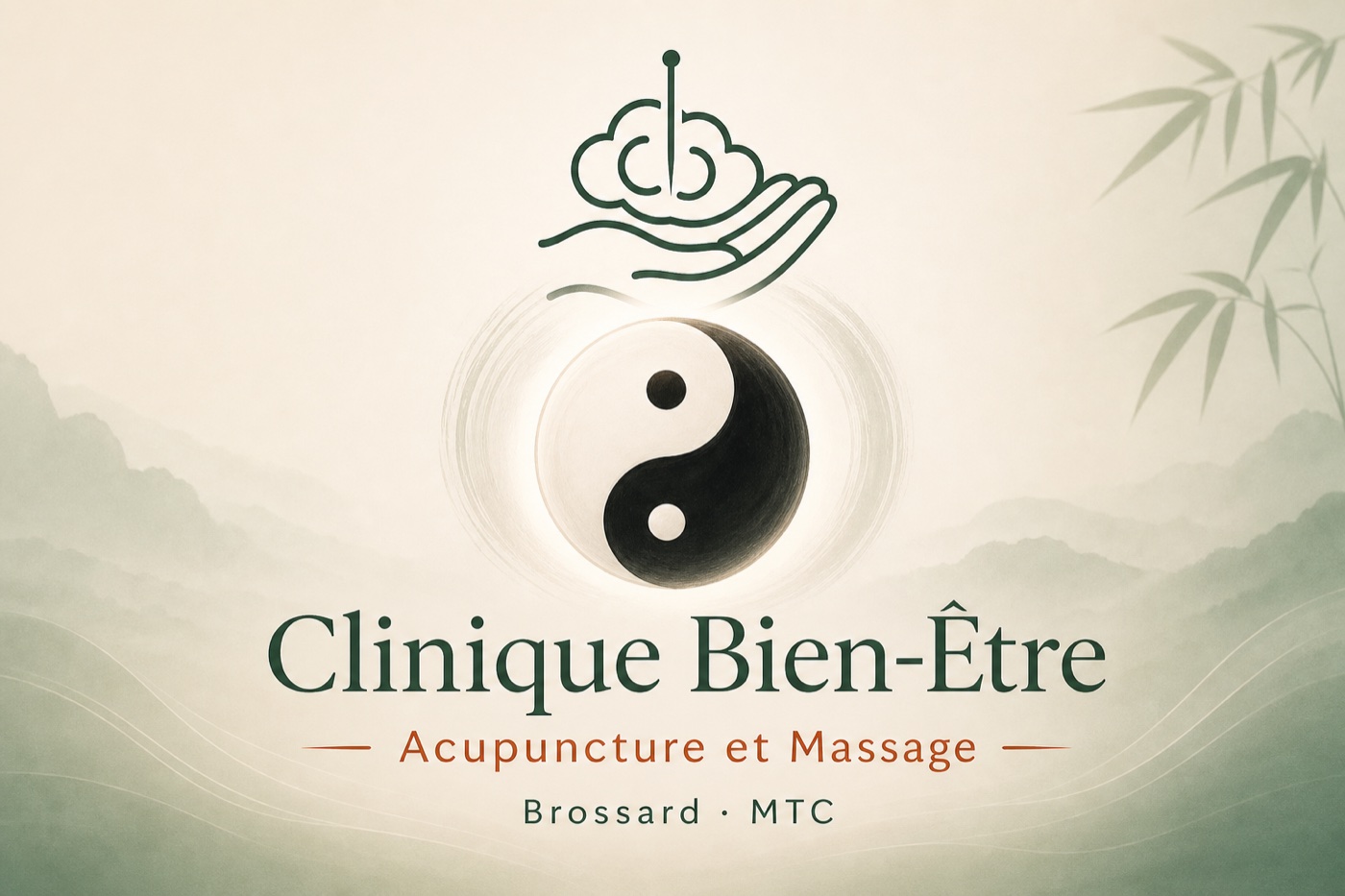 Clinique Bien-Être — logo, nom et symbole du Taiji, médecine traditionnelle chinoise